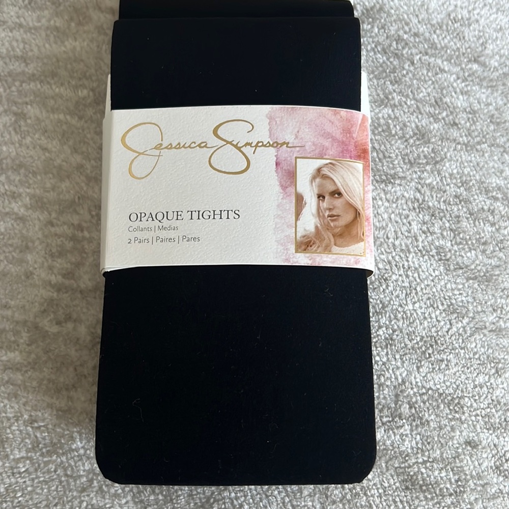 2 Pairs Opaque Tights, Size S/M